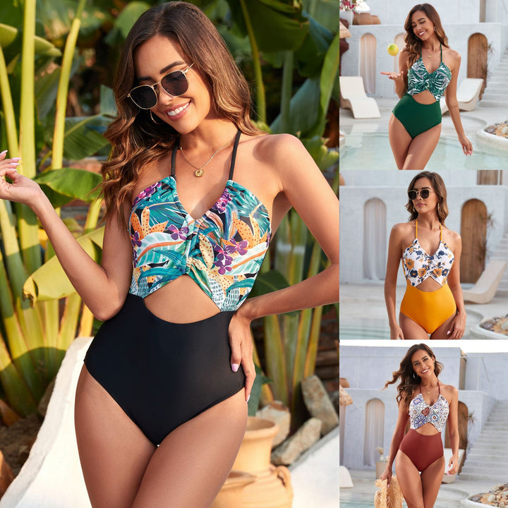 Dame badesuit med blomsterdesign og cut-outs Stilla