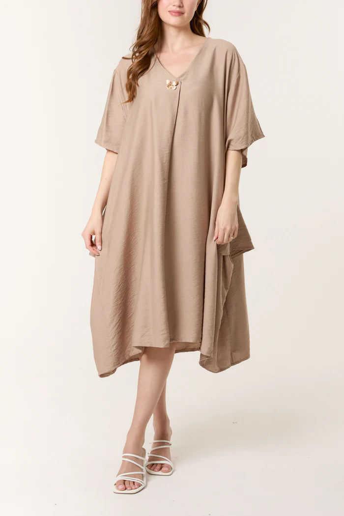 Dame Casual V-Hals Maxi Tunika Kjole Stilla