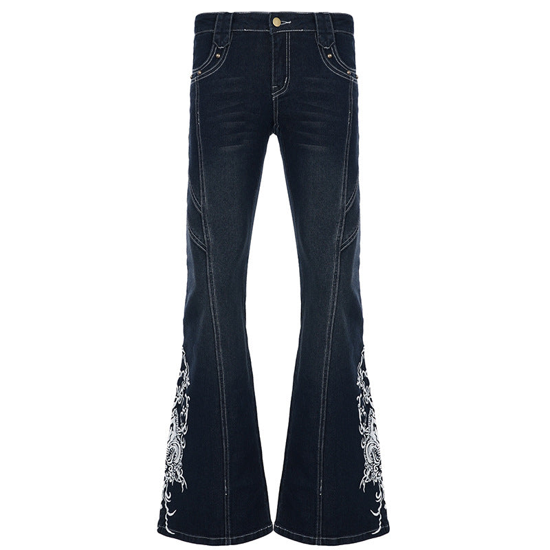 Dame Bootcut-jeans med kunstneriske broderidetaljer Skovae