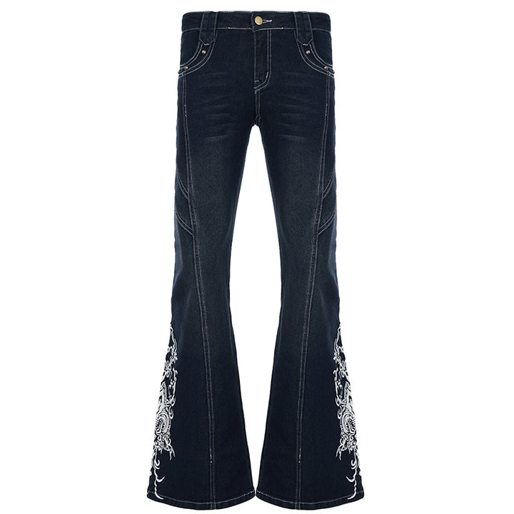Dame Bootcut-jeans med kunstneriske broderidetaljer Skovae