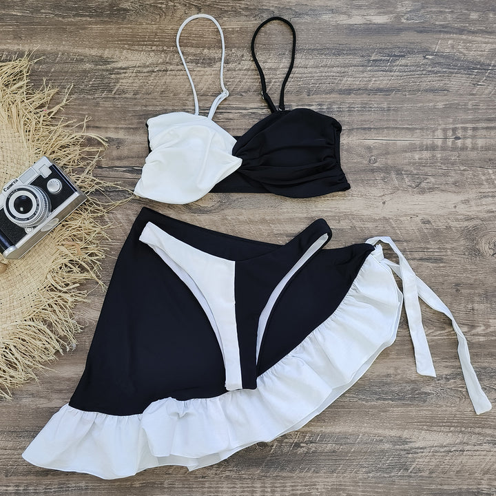 Dame Bikini-sæt med raffineret omslag design og voluminøs nederdel Stilla