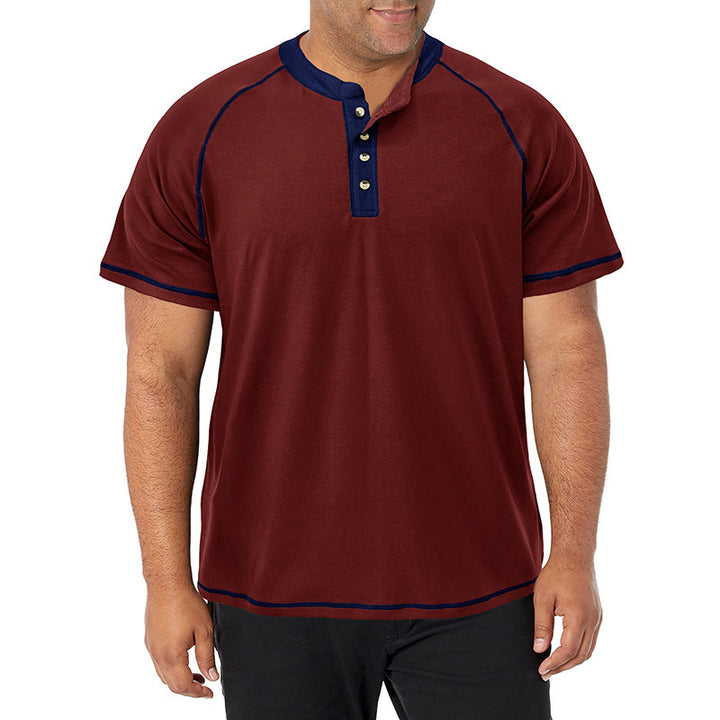 Herrer kortærmet henley-shirt med iøjnefaldende kontrastsyninger og behagelig pasform Stilla