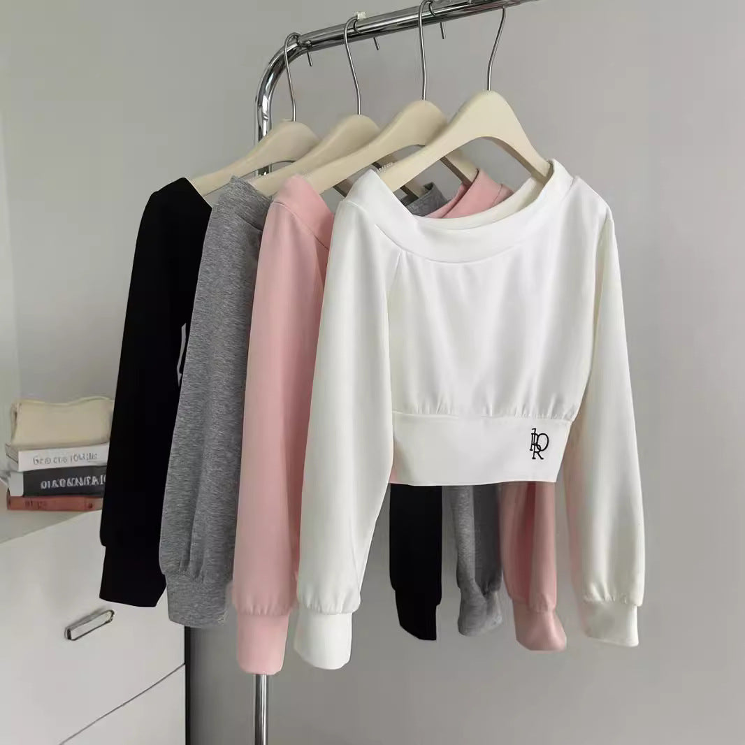 Dame Cropped Langærmet Sweatshirt med elegante Puffærmer Stilla