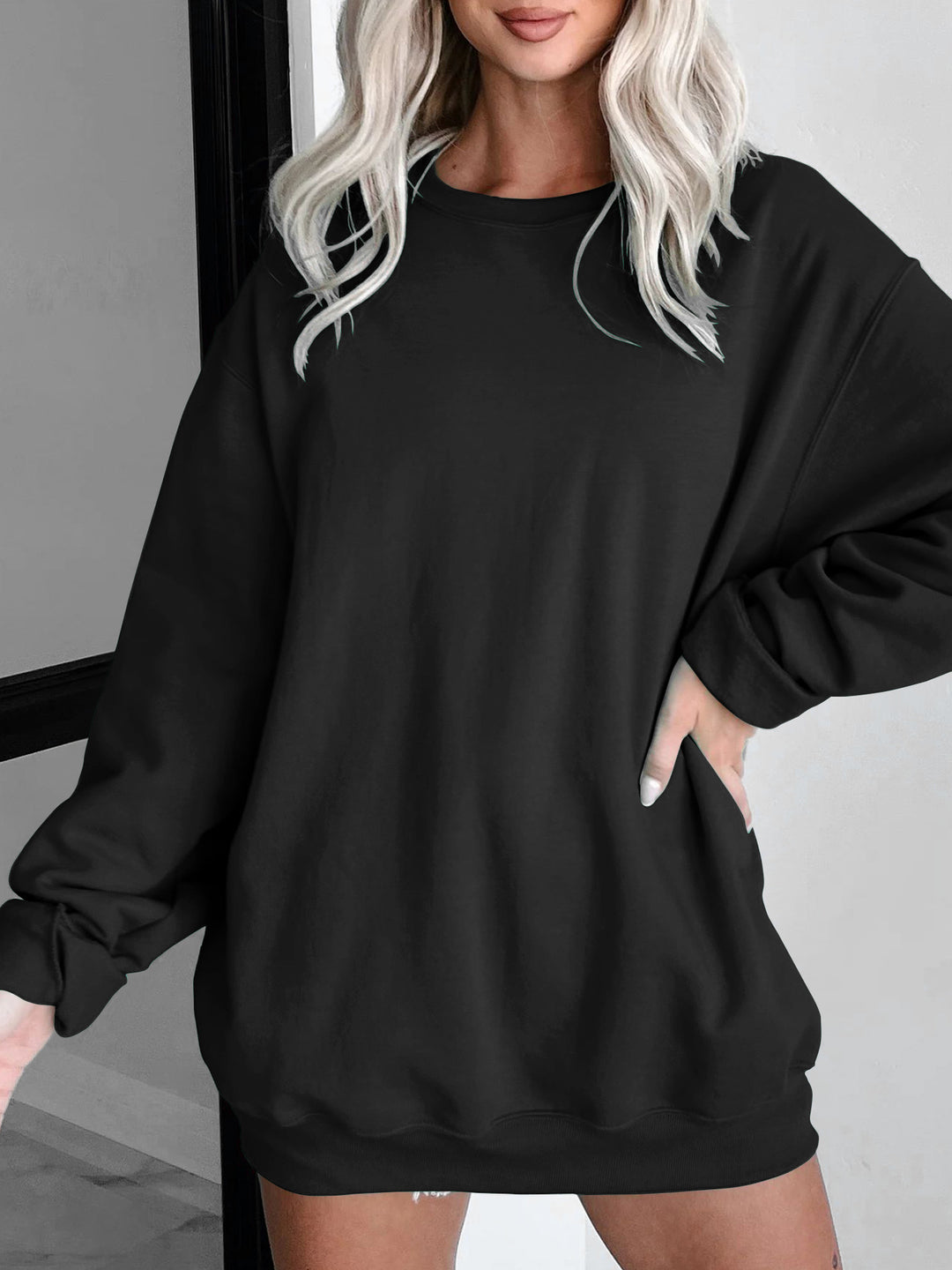Dame afslappet sweatshirtkjole med lange ærmer og høje manchetter Stilla