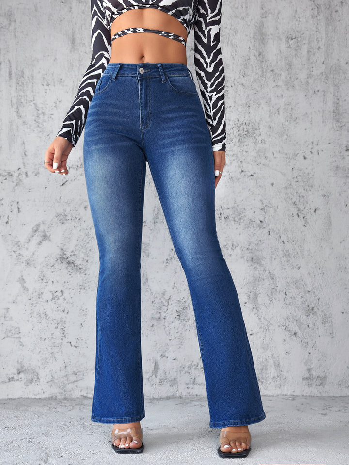 Dame Flared Jeans med højtaljet snit og elastisk denim Stilla