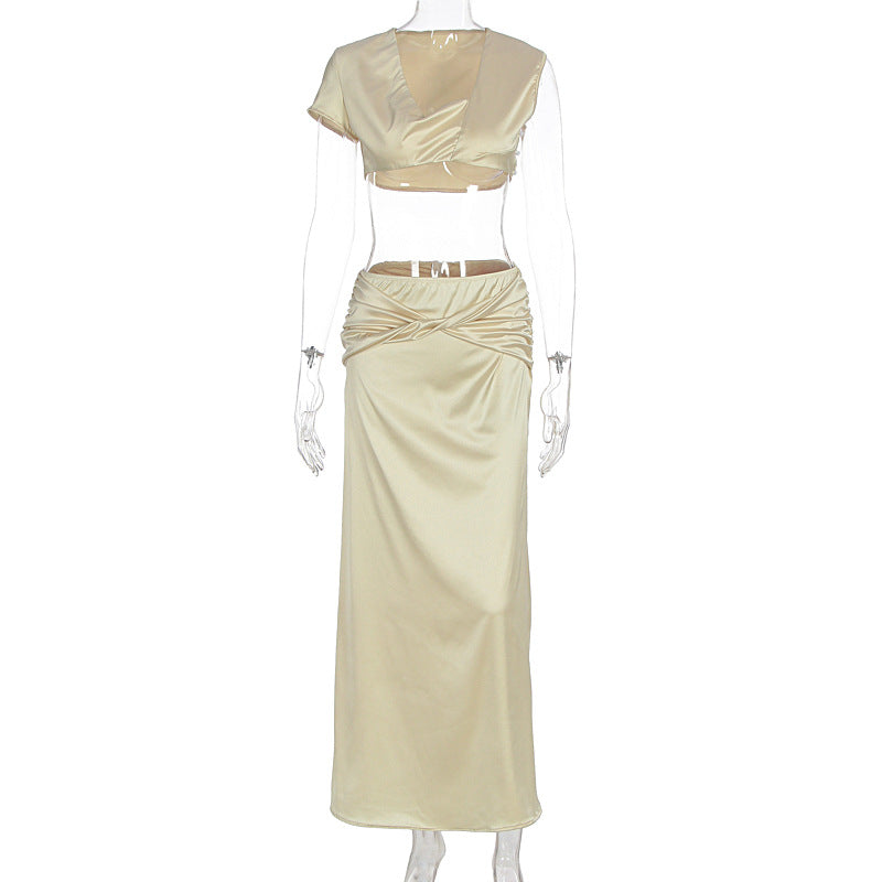 Damer Raffineret Crop Top og Maxi Skirt Sæt Skovae