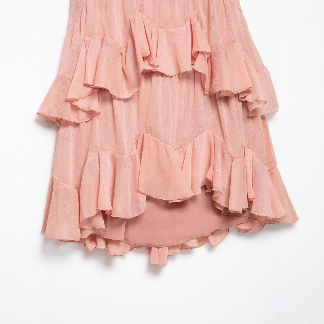 Femme Rüsch Mini Slip Kjole med justerbare stropper og lagdelt kant Stilla