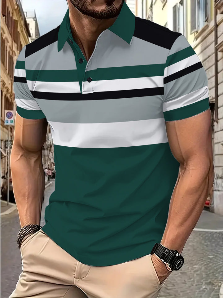 Herrer polo t-shirt med moderne stribemønster og åndbart materiale Stilla