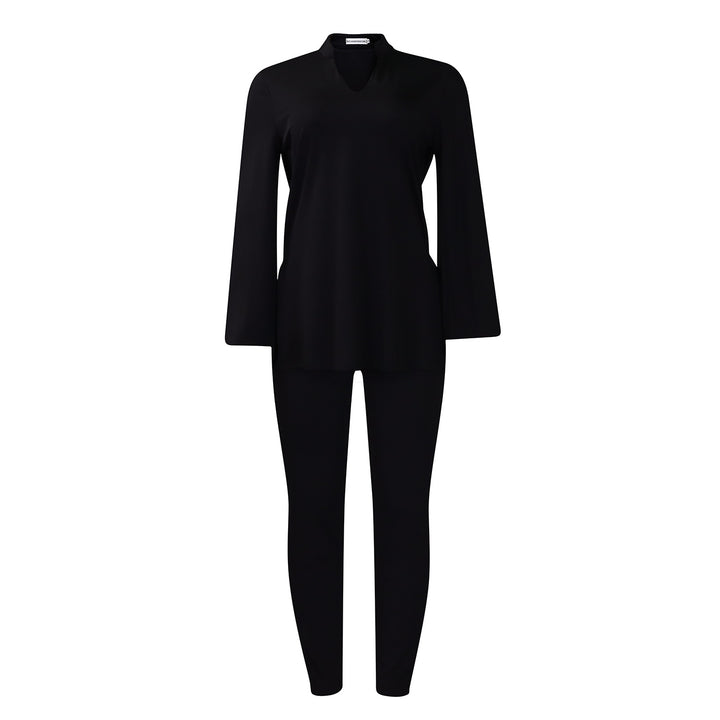 Dame afslappet to-dels sæt med elegant bluse og lange leggings Stilla