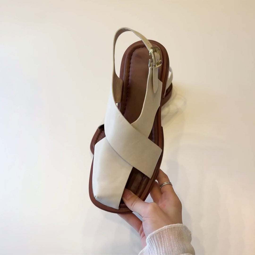 Femme Cross-Strap Læder Sandaler Stilla