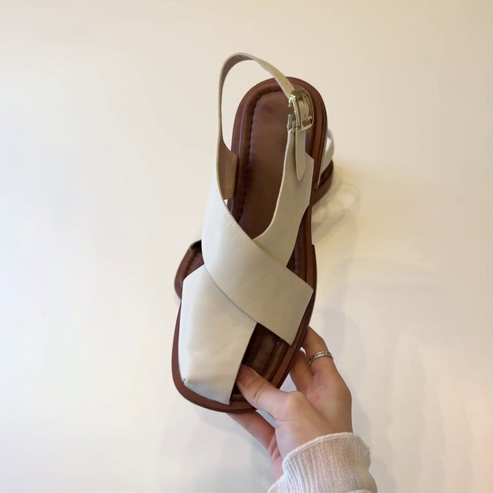 Femme Cross-Strap Læder Sandaler Stilla