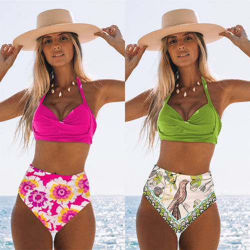 Dame Bikini-sæt med raffineret indpakningsdesign og højtsiddende trusse Stilla