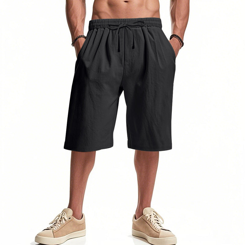 Herre nan afslappede bermudashorts i bomuldsblanding med elastisk livline snor og sidelommer Skovae