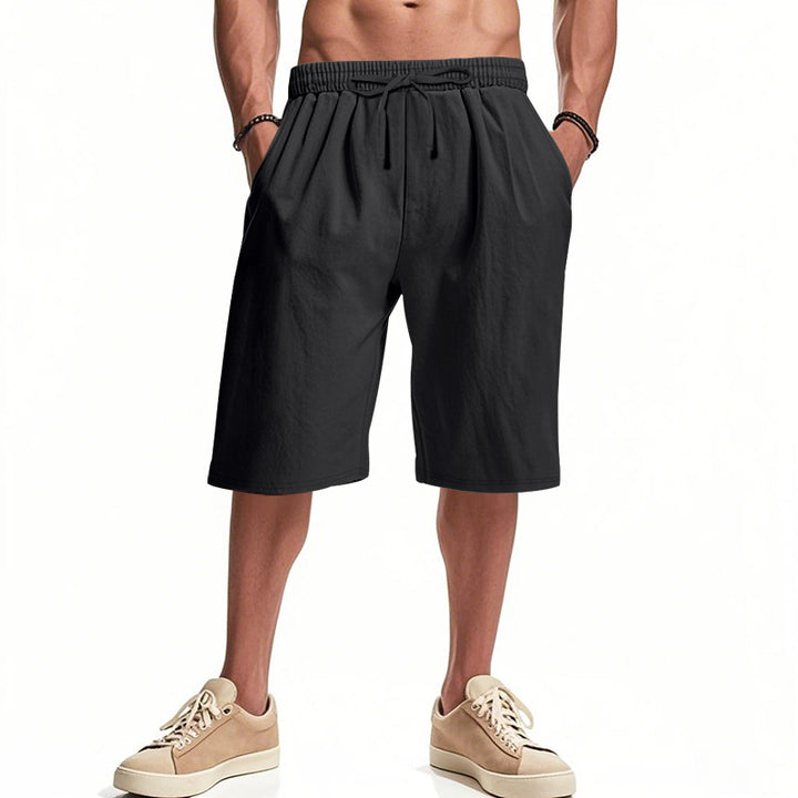 Herre nan afslappede bermudashorts i bomuldsblanding med elastisk livline snor og sidelommer Skovae