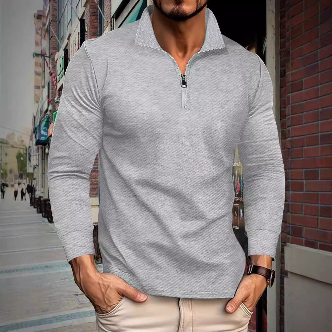 Herrer Sportiv Langærmet T-shirt med lynlås og afslappet pasform Stilla