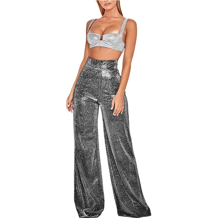 Dame Glamourøst To-delt Outfit med Glitter Stilla