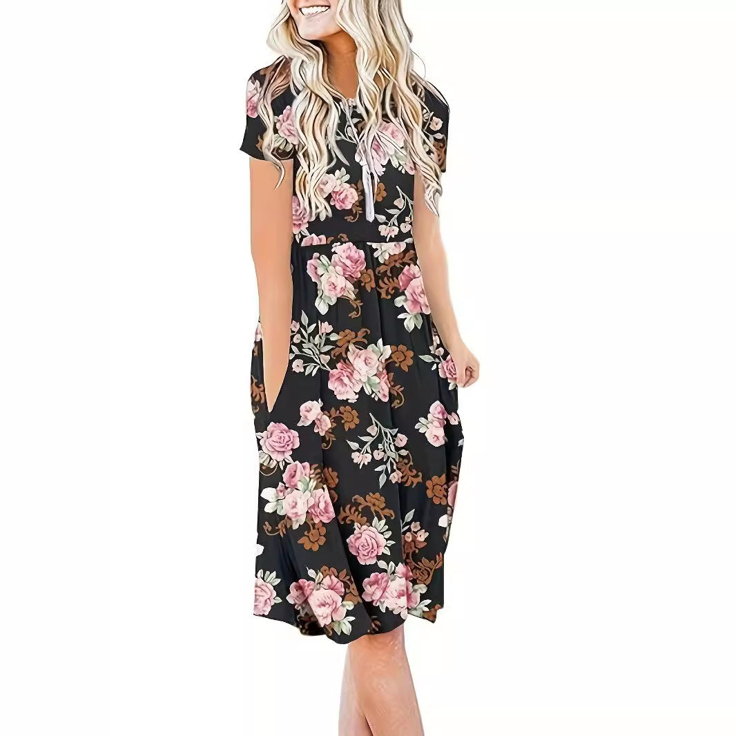 Dame blomster mønster midi kjole Stilla