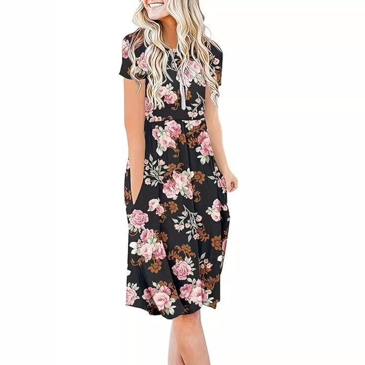 Dame blomster mønster midi kjole Stilla