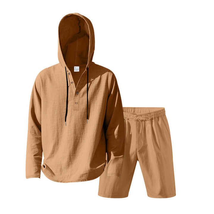 Herre Casual Hoodie-sæt med praktiske knapper og elastisk belægning Stilla