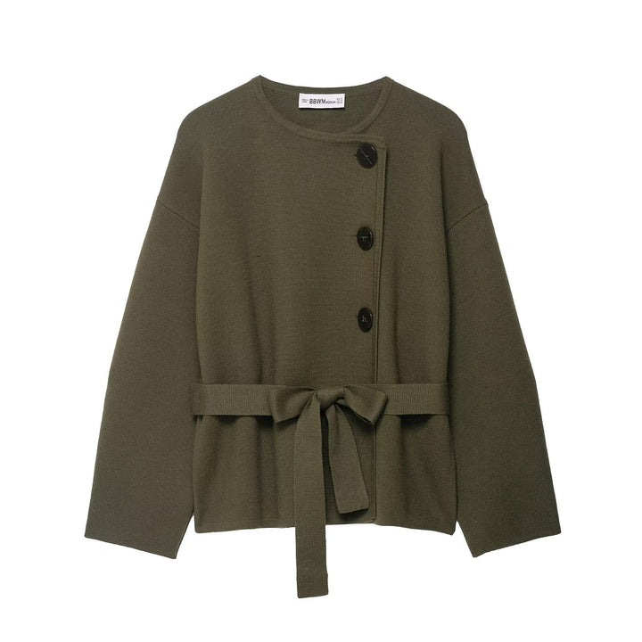 Kvinders afslappede cardigan med taljebælte og elegante knapdetaljer Stilla