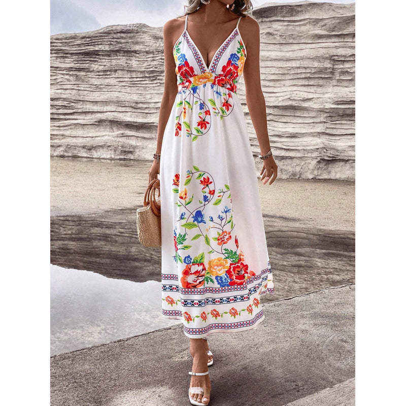 Dame Floral Broderet Maxikjole Stilla