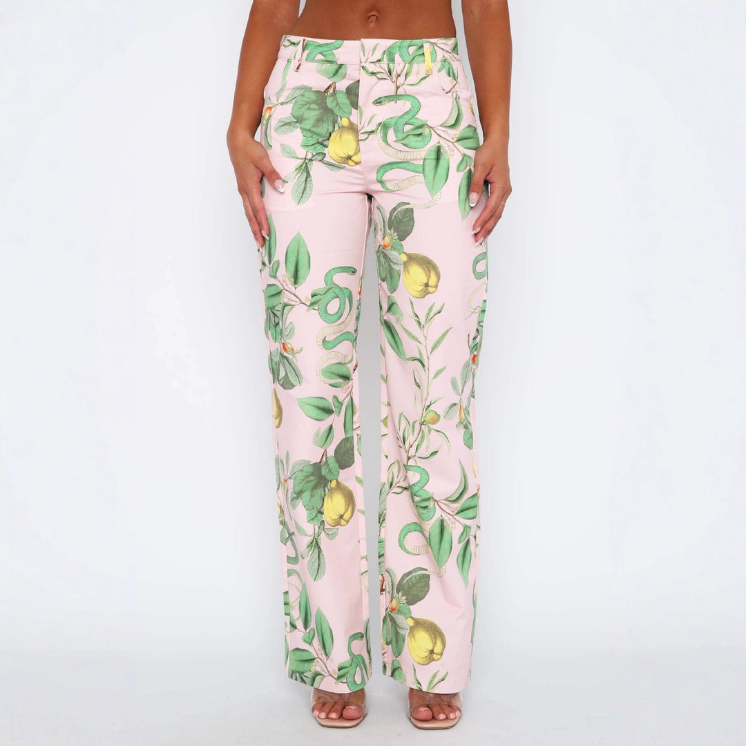 Dame casual Cargo-bukser med frisk botanisk print Skovae