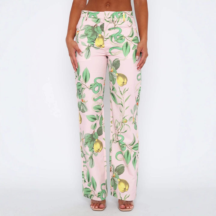 Dame casual Cargo-bukser med frisk botanisk print Skovae