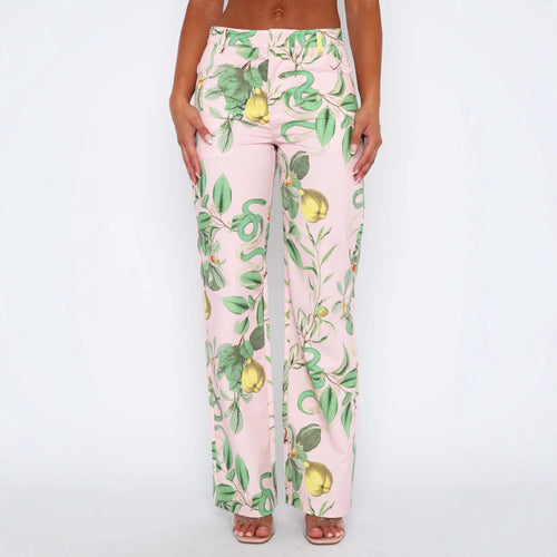 Dame casual Cargo-bukser med frisk botanisk print Skovae