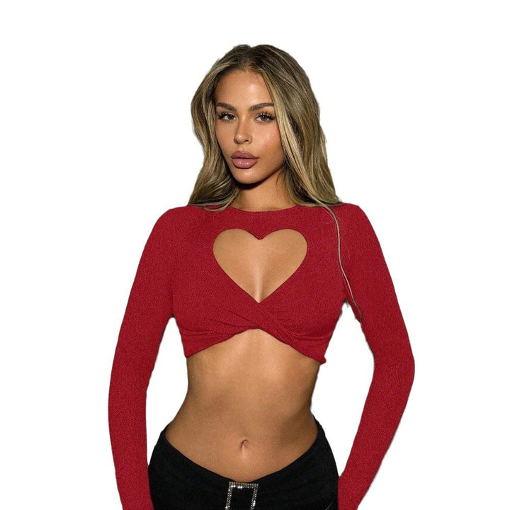 Kvinders Crop Top med Hjerte Udsnit og Lange Ærmer Design Stilla