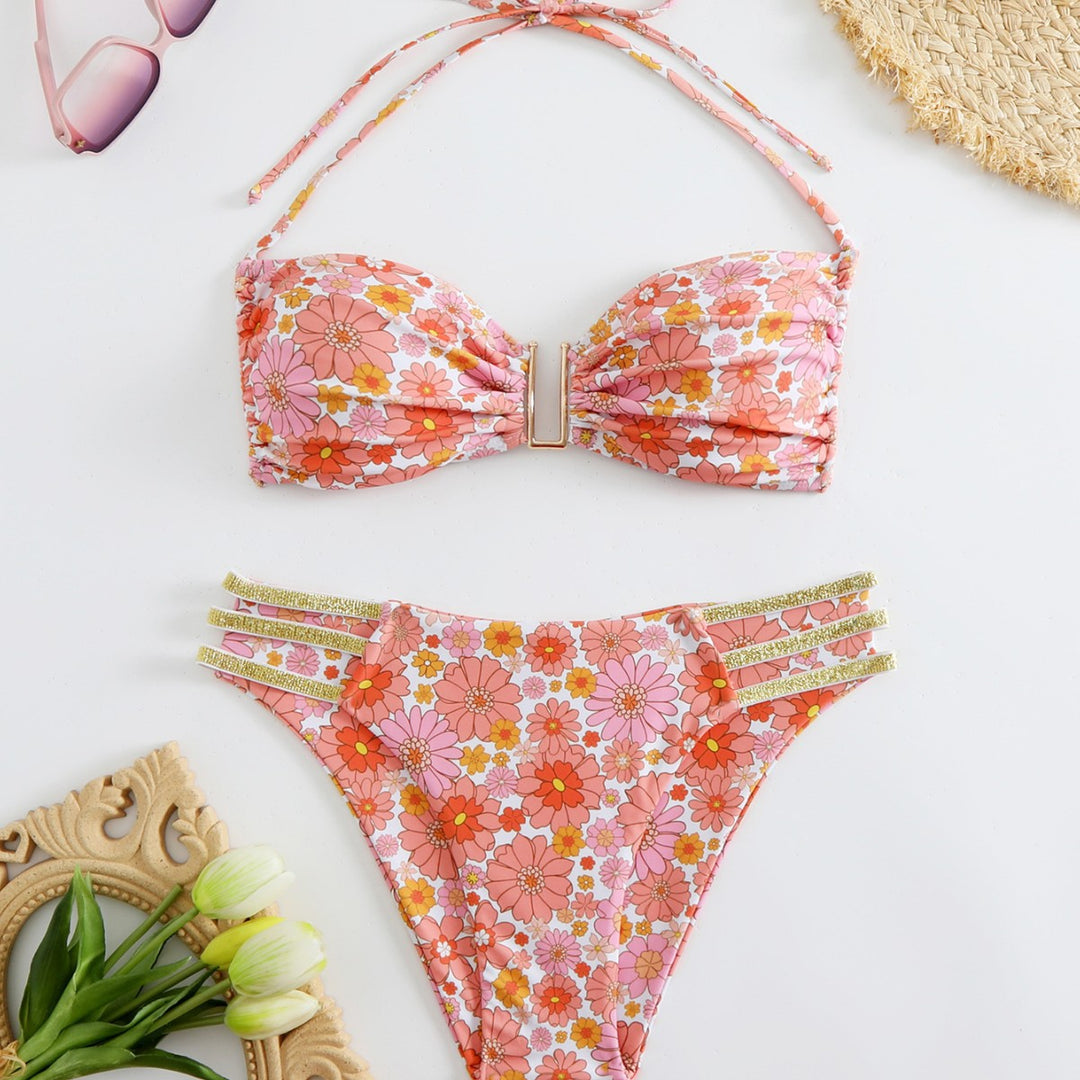 Dame Bandeau-bikini med justerbare stropper og elegant snit Skovae