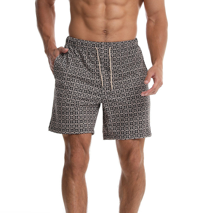 Herrer stilfulde badshorts med elastisk talje og trendy mønster Stilla