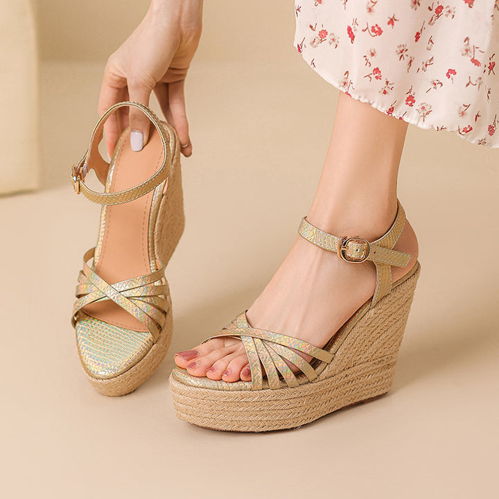 Femme Strappy Espadrille Wedge Sandaler Stilla