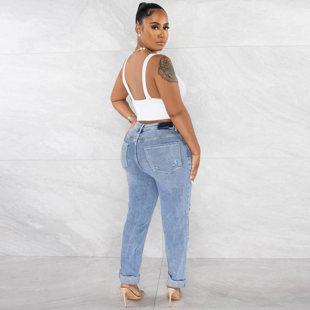 Damer frayed mom jeans med høj talje og distressed detaljer Stilla