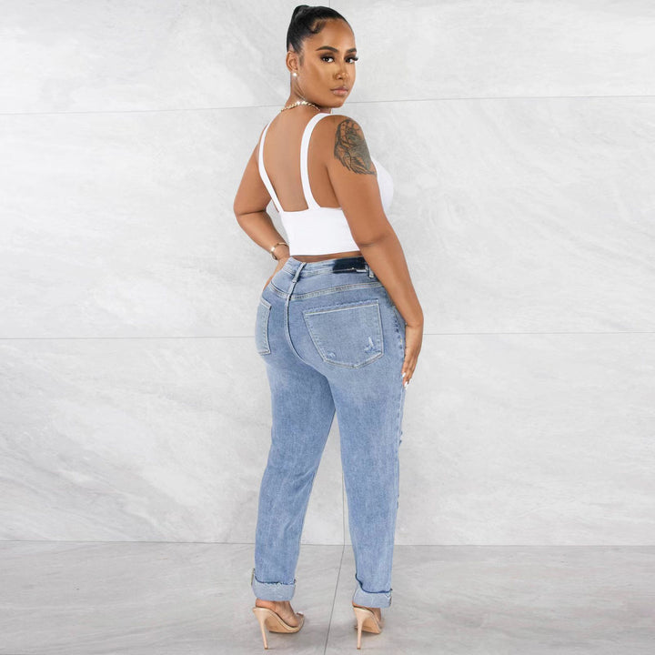 Damer frayed mom jeans med høj talje og distressed detaljer Stilla