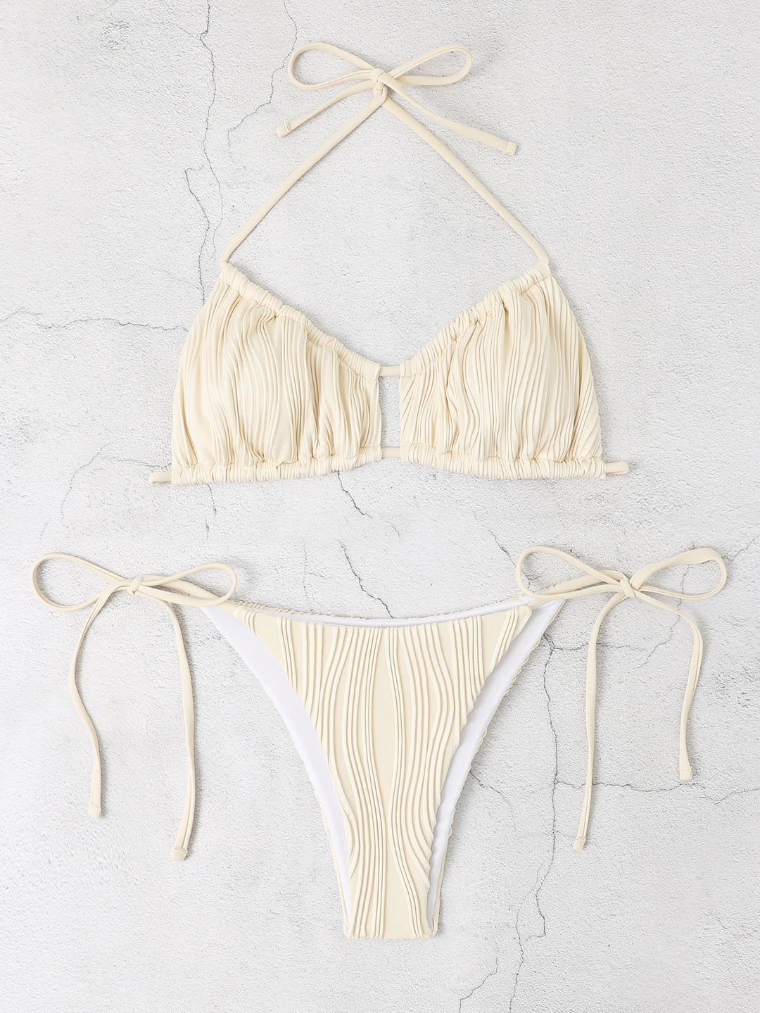 Dame Bikini-sæt med raffinerede flæsedetaljer og justerbare stropper Stilla