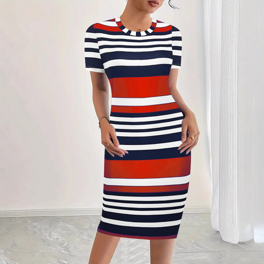 Stripet Bodycon-midi-kjole til kvinder Stilla