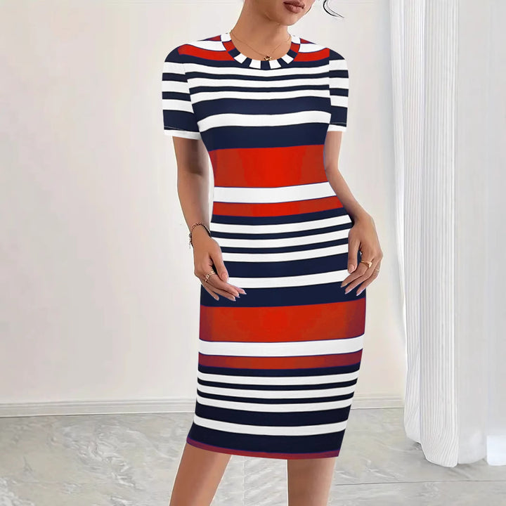 Stripet Bodycon-midi-kjole til kvinder Stilla
