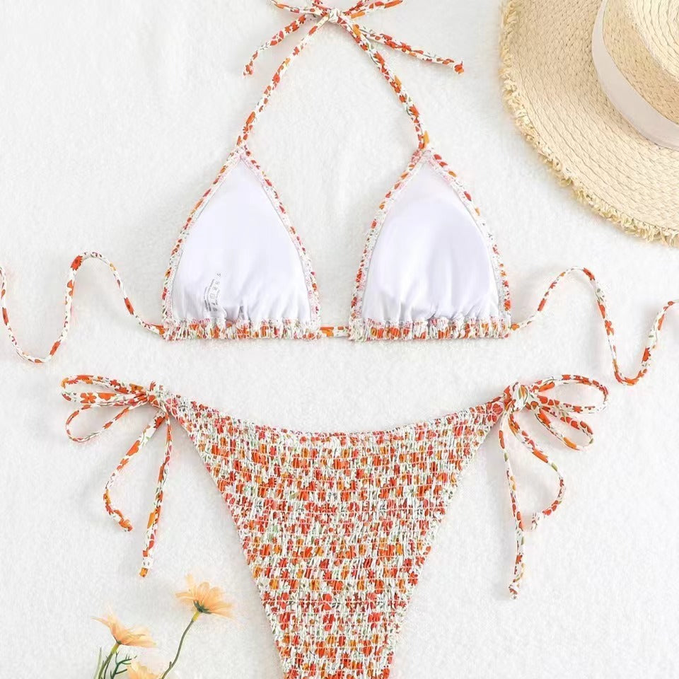 Dame Blomster mønster Triangle Bikini Sæt Stilla 1750839663