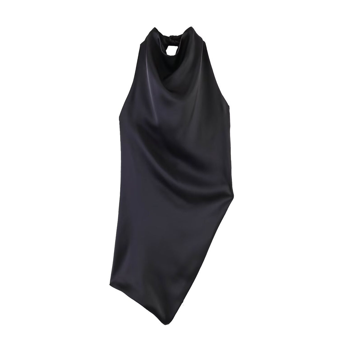 Dame asymmetrisk satin kjole Skovae