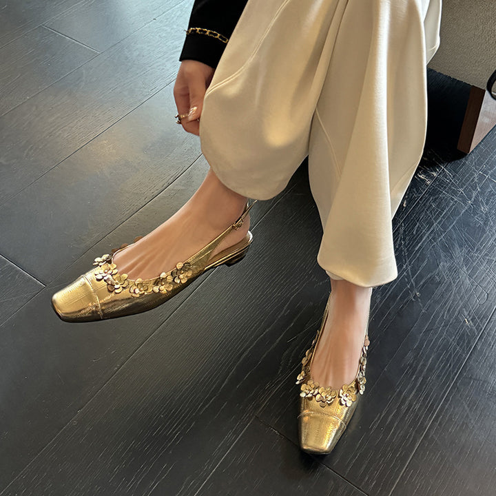 Dame Floral Pyntet Slingback Ballerinaer Stilla