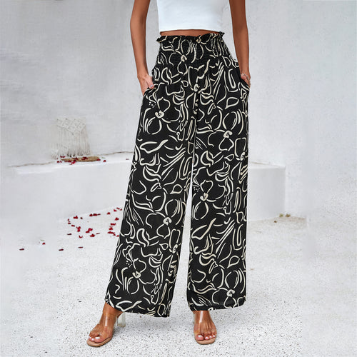 Dame løs sommerbukser med blomsterprint Stilla