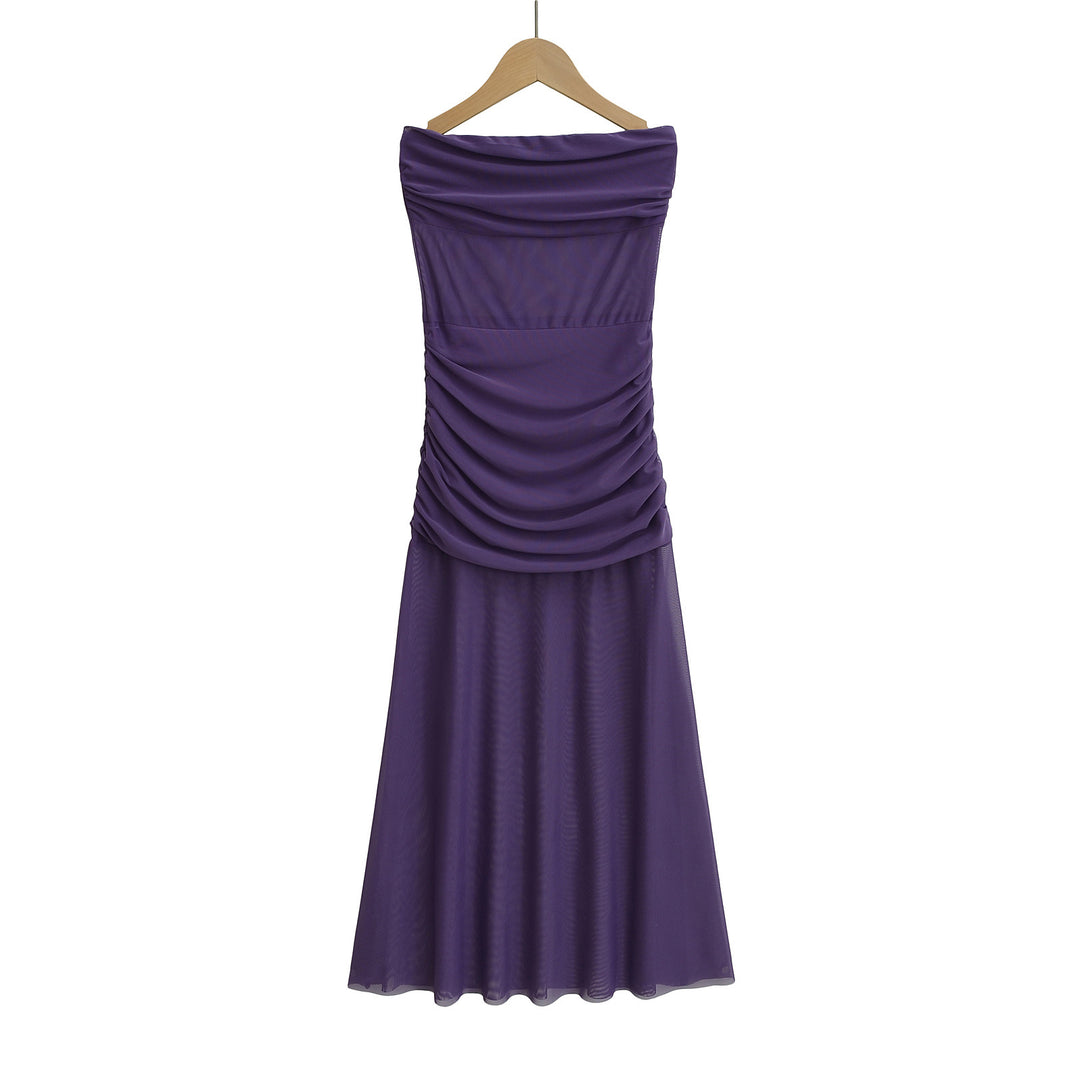 Dame Elegant Maxikjole med svajende nederdel og raffineret drapering-design Stilla