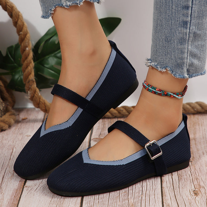 Dame Ballerinas med elegant rem og moderne mønstermix Stilla