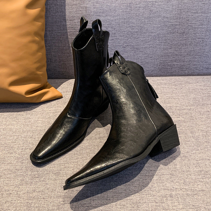 Dame elegant Chelsea-støvler med spids tå-design og robust blokhæl Stilla