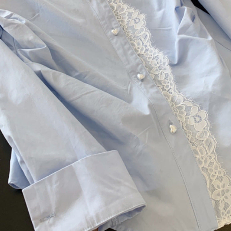 Femme Elegante Spidsedekoration Bluse Stilla