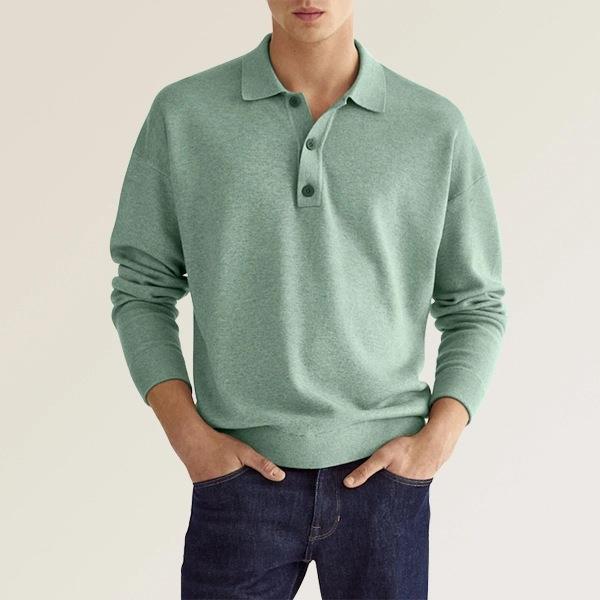 Herre Sweatshirt med polokrave og knapliste Stilla
