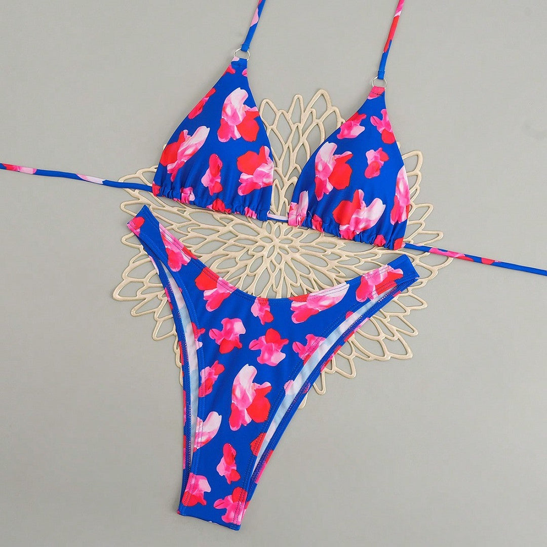 Dame Triangle-Bikini-Sæt med blomstret design Skovae