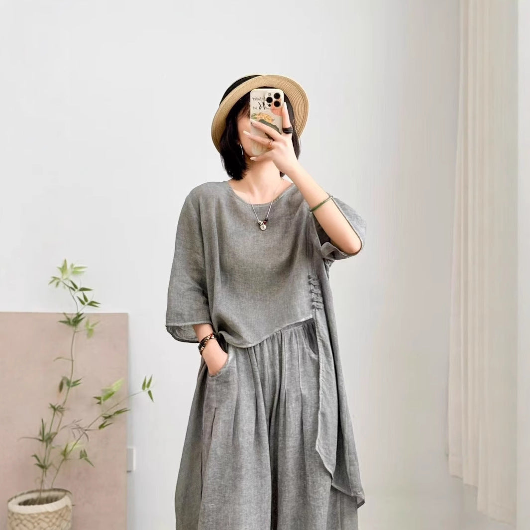 Femme Legere Linned Tunika Overdele Stilla