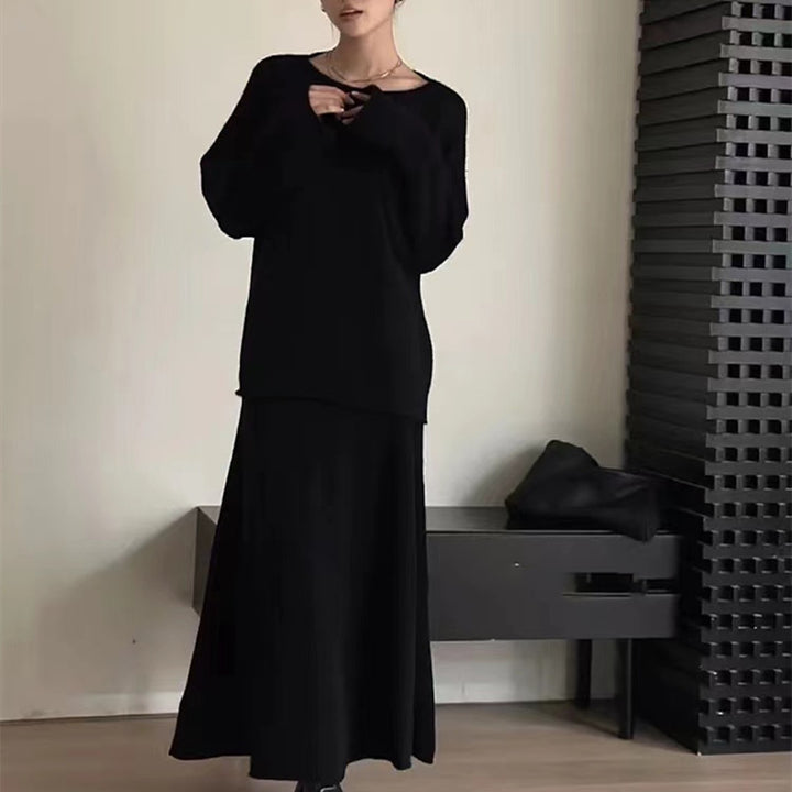Dame Off-Shoulder Strik To-Delt Kjole Sæt Stilla