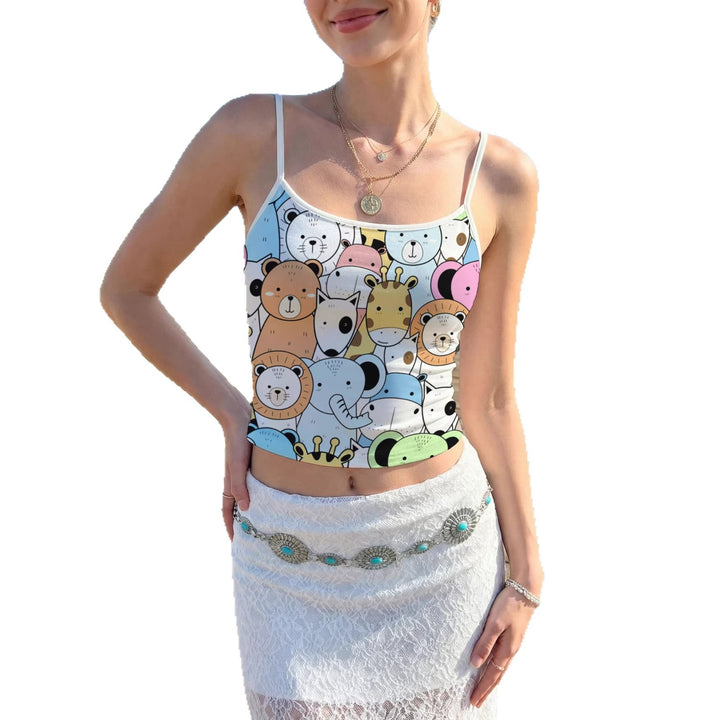 Dame crop top med blomsterdesign og justerbare stropper Skovae